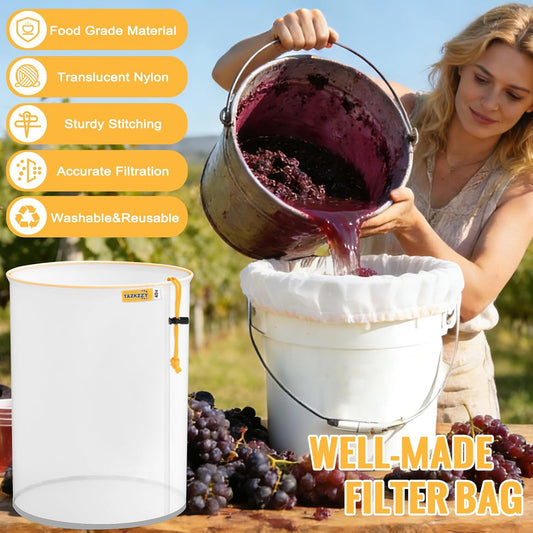 5-Gallon All-Mesh Filter Bag 45Micron, Fast Drainage, Fast Filtration, Reusable Strainer Bag for Hydroponic Vegetables, Herbal Tea, and Ice Filtration