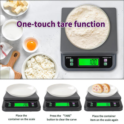 Large Digital Kitchen Scale40kg Stainless Stee with 6 Unit Tare PCS Funtion | Food Scales 88lbs with LCD Display for Baking, Bread, Cooking, Meat, Vegetables, Farm with Adapter Grey