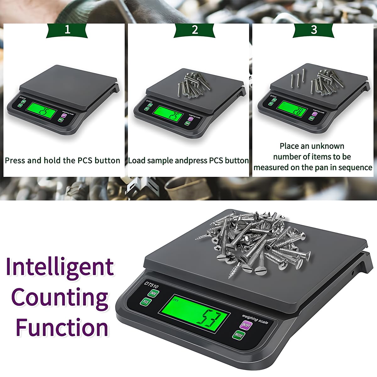 Large Digital Kitchen Scale40kg Stainless Stee with 6 Unit Tare PCS Funtion | Food Scales 88lbs with LCD Display for Baking, Bread, Cooking, Meat, Vegetables, Farm with Adapter Grey