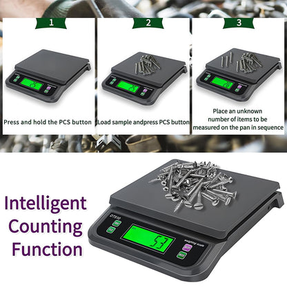 Large Digital Kitchen Scale40kg Stainless Stee with 6 Unit Tare PCS Funtion | Food Scales 88lbs with LCD Display for Baking, Bread, Cooking, Meat, Vegetables, Farm with Adapter Grey