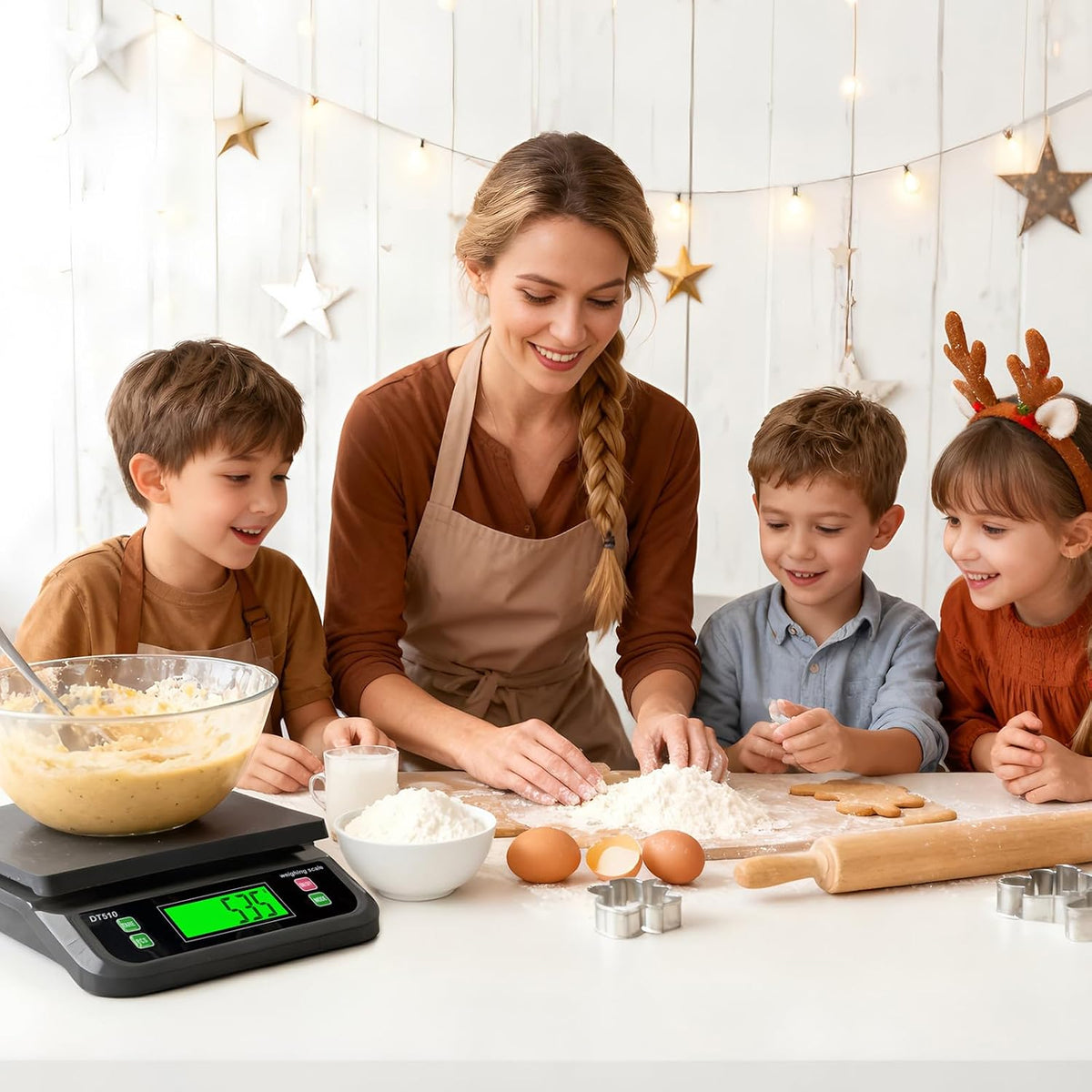 Large Digital Kitchen Scale40kg Stainless Stee with 6 Unit Tare PCS Funtion | Food Scales 88lbs with LCD Display for Baking, Bread, Cooking, Meat, Vegetables, Farm with Adapter Grey
