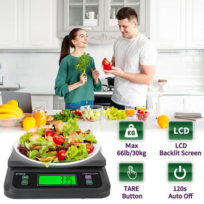 Large Digital Kitchen Scale40kg Stainless Stee with 6 Unit Tare PCS Funtion | Food Scales 88lbs with LCD Display for Baking, Bread, Cooking, Meat, Vegetables, Farm with Adapter Grey