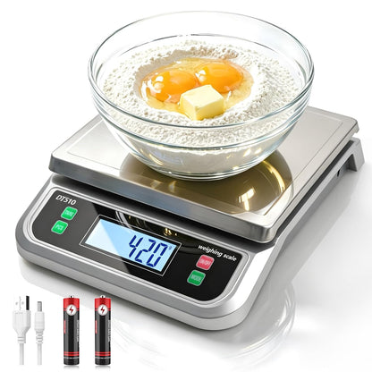 Large Digital Kitchen Scale40kg Stainless Stee with 6 Unit Tare PCS Funtion | Food Scales 88lbs with LCD Display for Baking, Bread, Cooking, Meat, Vegetables, Farm with Adapter Grey