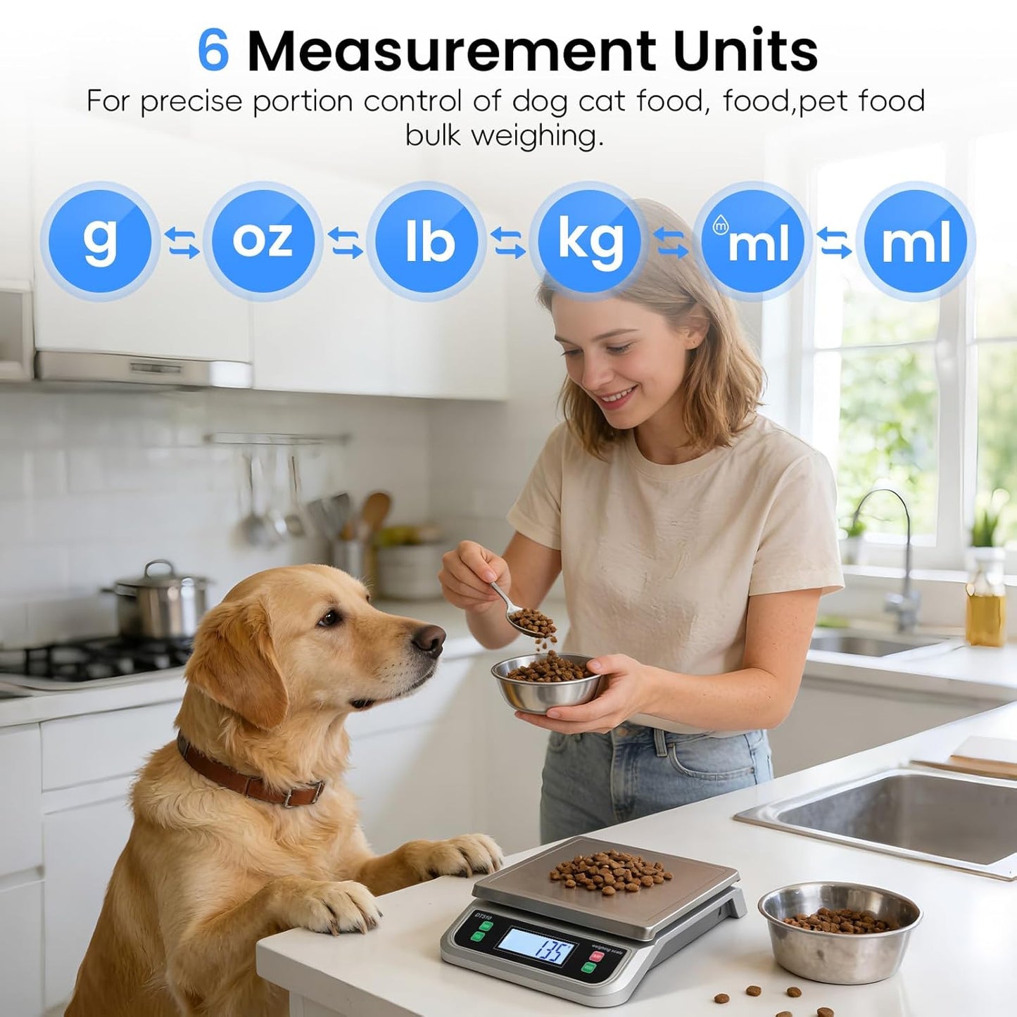 Large Digital Kitchen Scale40kg Stainless Stee with 6 Unit Tare PCS Funtion | Food Scales 88lbs with LCD Display for Baking, Bread, Cooking, Meat, Vegetables, Farm with Adapter Grey