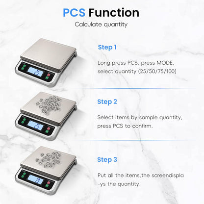 Large Digital Kitchen Scale40kg Stainless Stee with 6 Unit Tare PCS Funtion | Food Scales 88lbs with LCD Display for Baking, Bread, Cooking, Meat, Vegetables, Farm with Adapter Grey