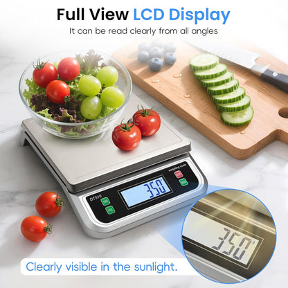 Large Digital Kitchen Scale40kg Stainless Stee with 6 Unit Tare PCS Funtion | Food Scales 88lbs with LCD Display for Baking, Bread, Cooking, Meat, Vegetables, Farm with Adapter Grey