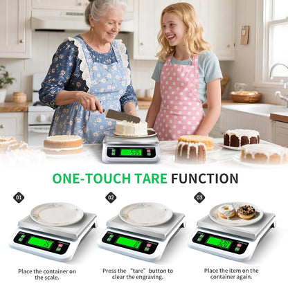 Large Digital Kitchen Scale40kg Stainless Stee with 6 Unit Tare PCS Funtion | Food Scales 88lbs with LCD Display for Baking, Bread, Cooking, Meat, Vegetables, Farm with Adapter Grey