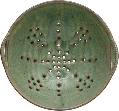 Stoneware Berry Bowl with Handles, Aqua Reactive Glaze