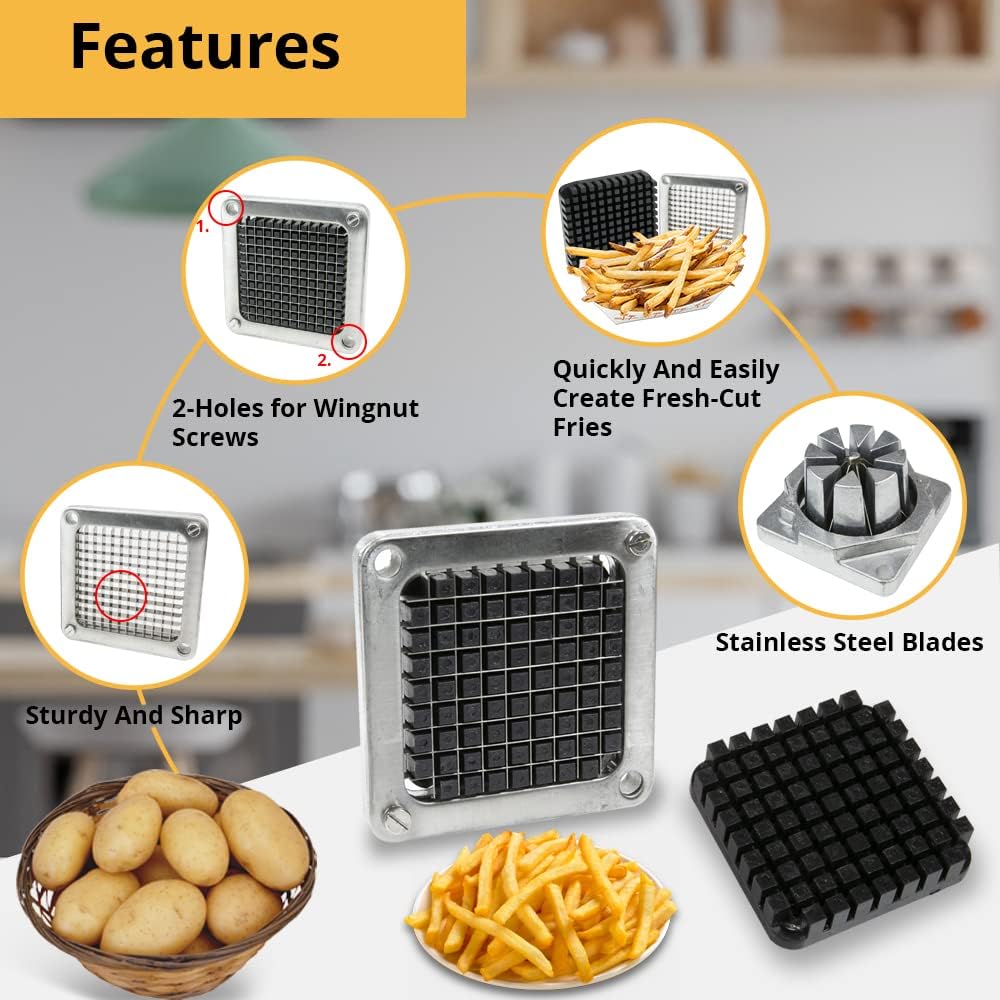 Replacement 2-Hole 3/8" Blade Assembly and Pusher Block Kit for Commercial French Fry Cutter