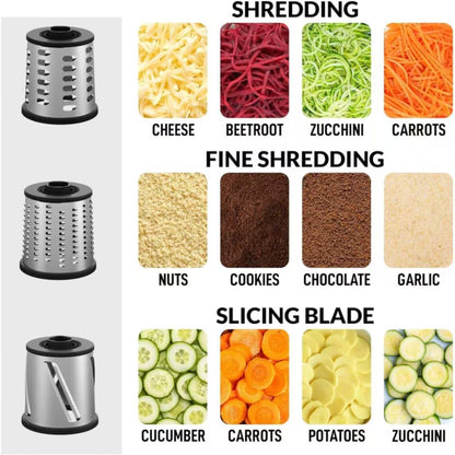 Rotary Cheese Grater Shredder 3-in-1 Hand Crank Suction Base