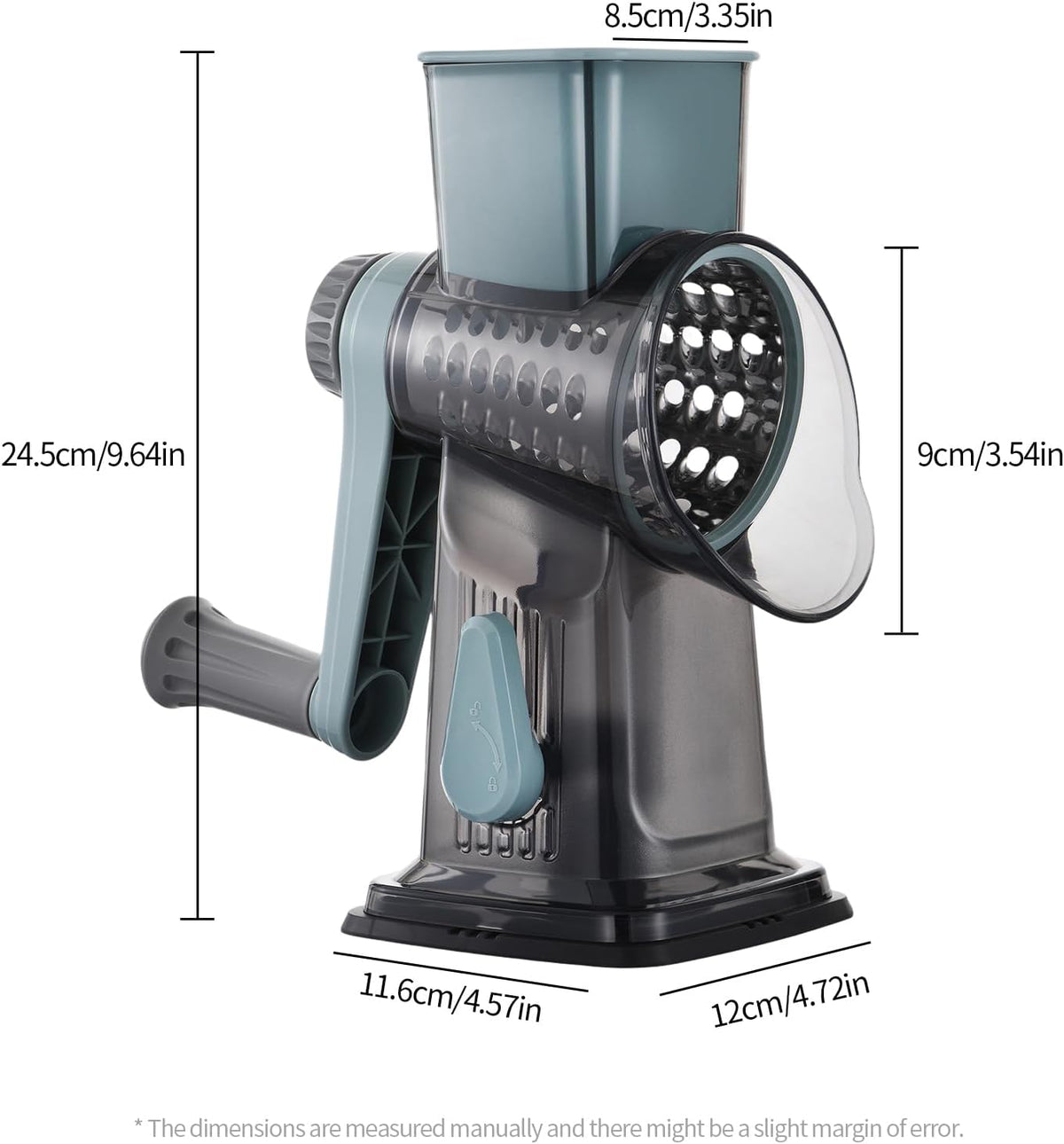 Rotary Cheese Grater Shredder 3-in-1 Hand Crank Suction Base