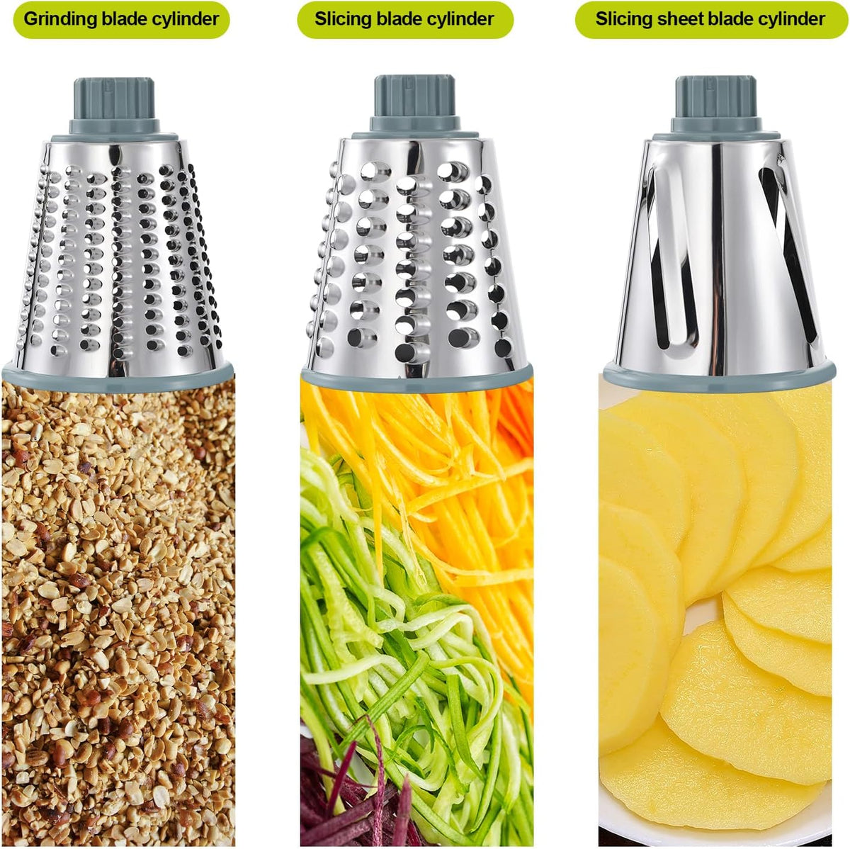 Rotary Cheese Grater Shredder 3-in-1 Hand Crank Suction Base
