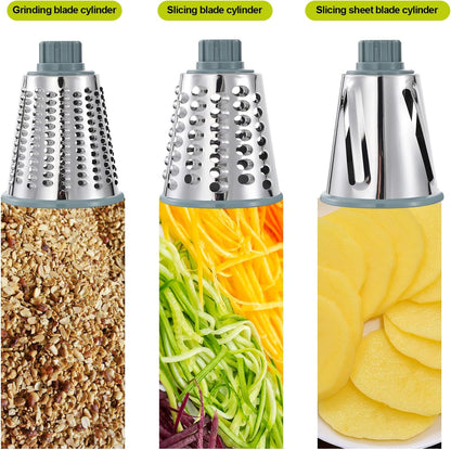 Rotary Cheese Grater Shredder 3-in-1 Hand Crank Suction Base