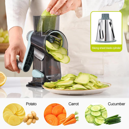 Rotary Cheese Grater Shredder 3-in-1 Hand Crank Suction Base