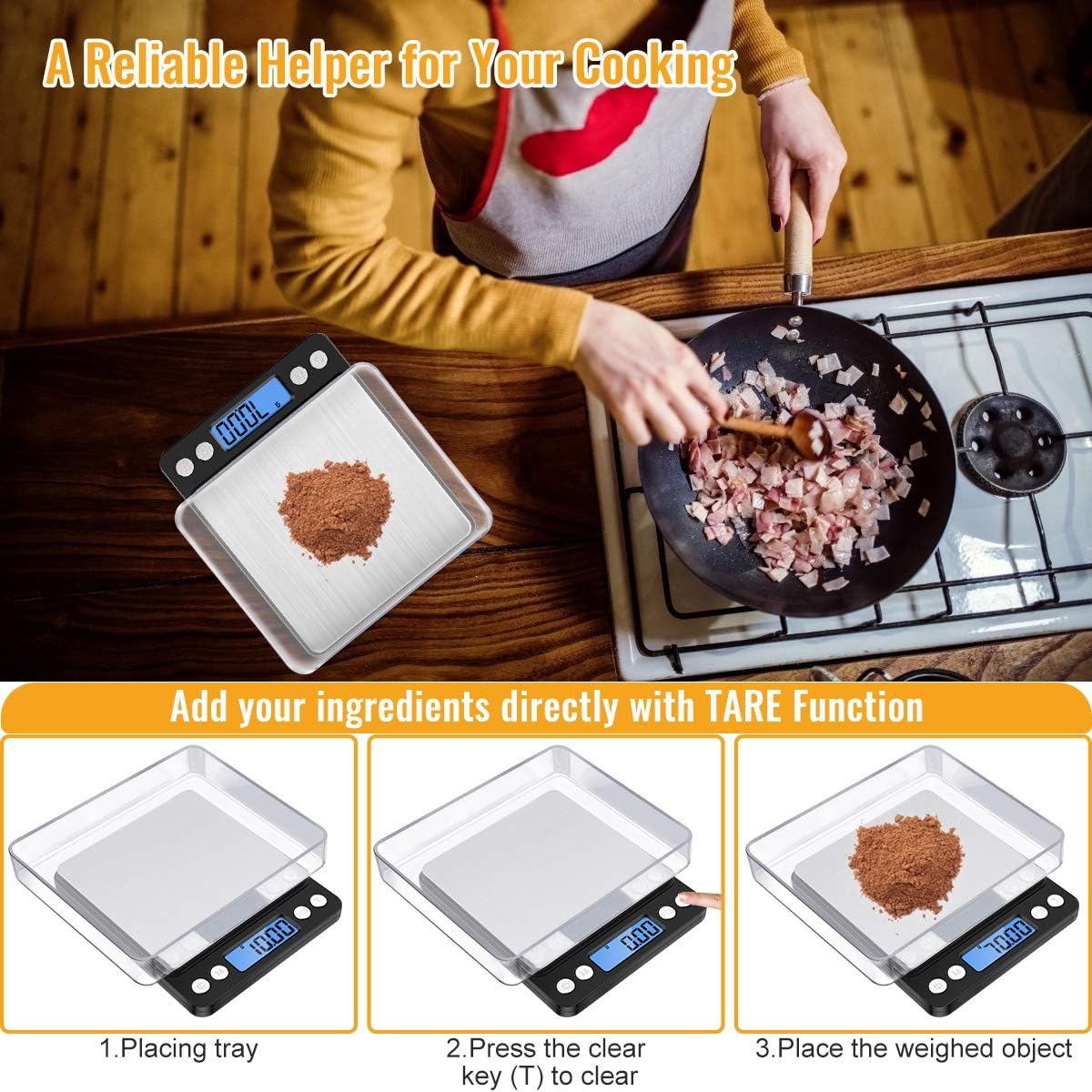 Digital Kitchen Scale 500g/0.01g, High Precision Cooking Food Scale