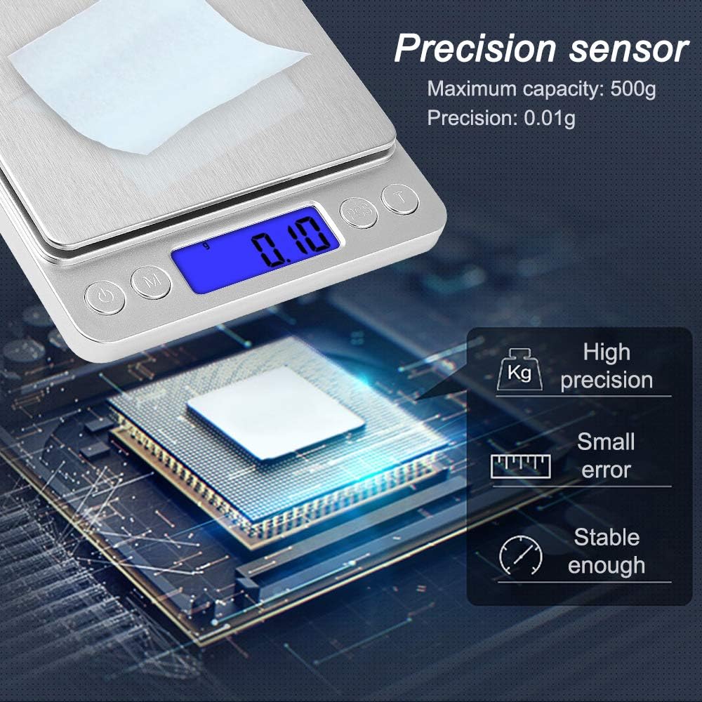 Digital Kitchen Scale 500g/0.01g, High Precision Cooking Food Scale