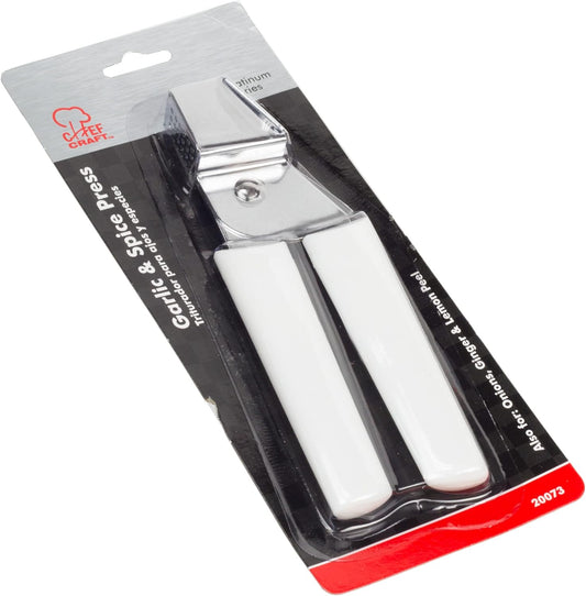 Classic Garlic and Spice Press, 6.88 inch, White and Chrome