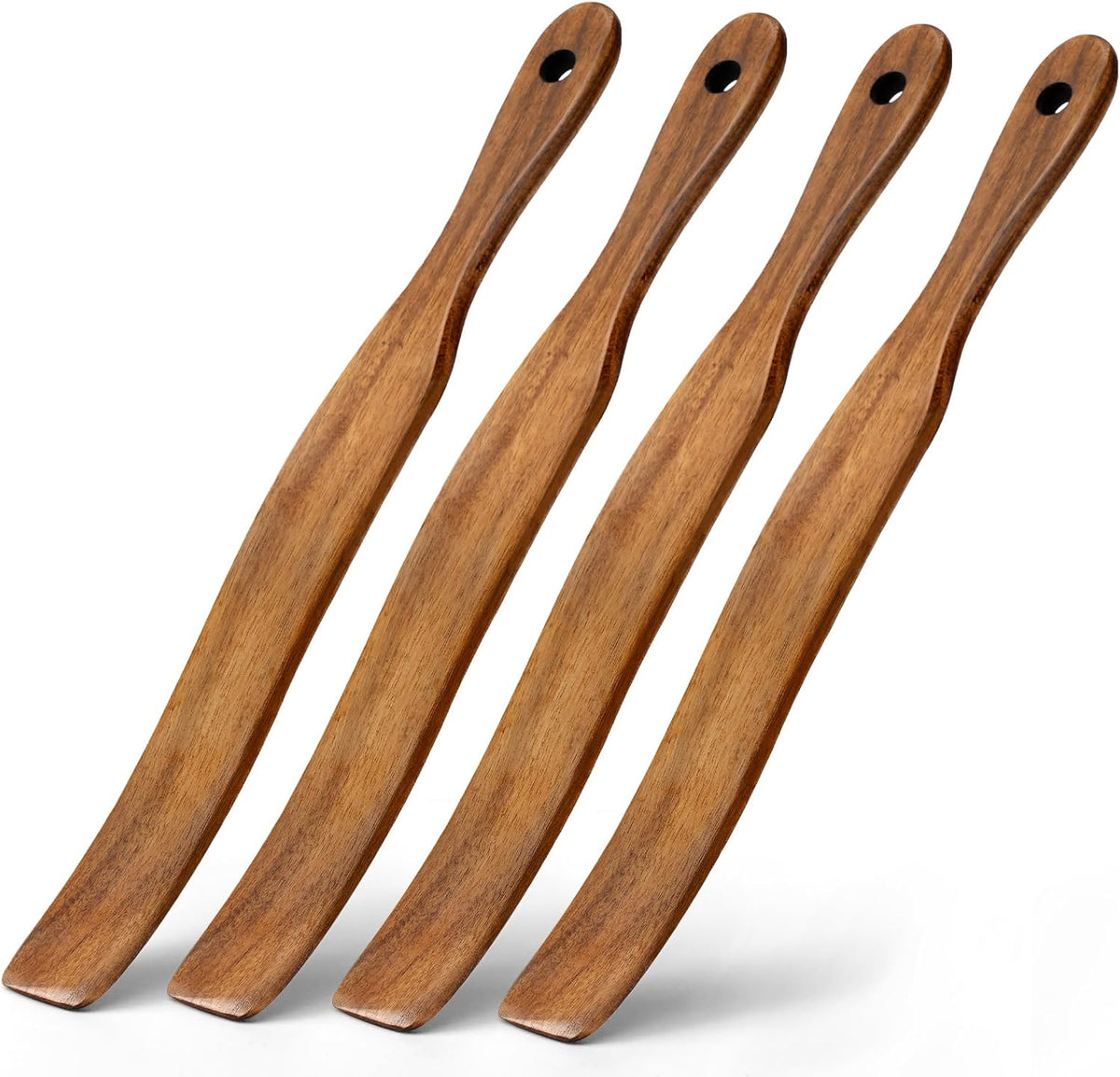 4 Pcs Skinny Spurtle for Sourdough Starter,Mixing,Gift for Sourdough Lovers | Wooden Stir Spurtles,Reaching Bottom of Jar, Dough Whisk, Kitchen Tools for NonStick Cookware