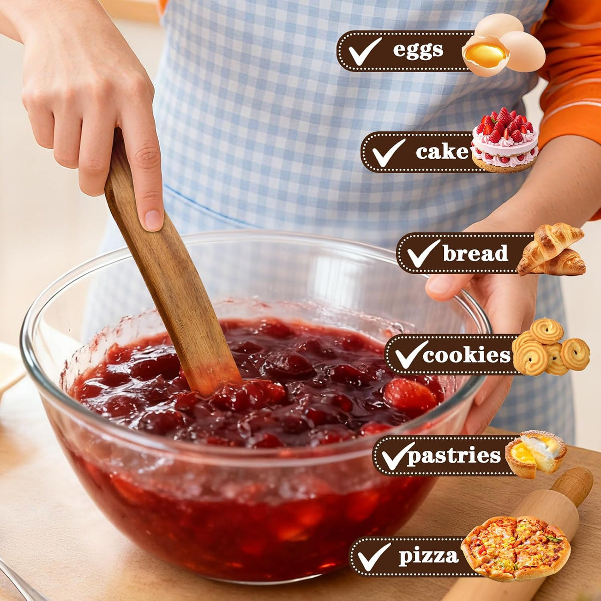 4 Pcs Skinny Spurtle for Sourdough Starter,Mixing,Gift for Sourdough Lovers | Wooden Stir Spurtles,Reaching Bottom of Jar, Dough Whisk, Kitchen Tools for NonStick Cookware
