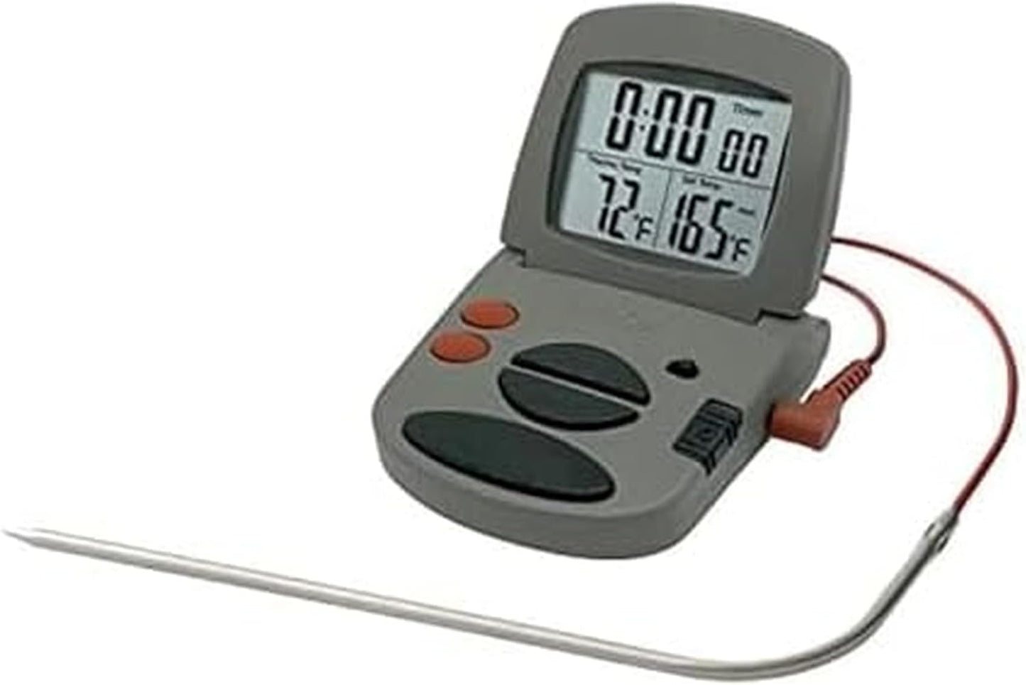 Programmable with Timer Instant Read Wired Probe Digital, Meat, Food, Grill BBQ Cooking Kitchen Thermometer with Timer, Gray