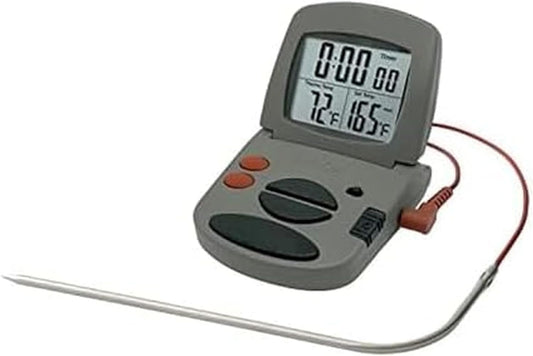 Programmable with Timer Instant Read Wired Probe Digital, Meat, Food, Grill BBQ Cooking Kitchen Thermometer with Timer, Gray