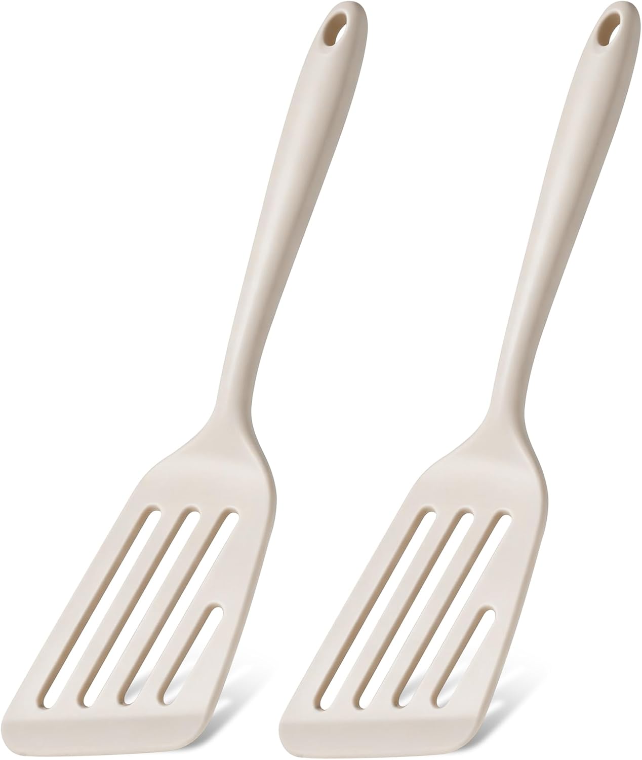 Silicone Fish Spatula Set of 2, Heat Resistant Slotted Fish Turner | for Non Stick Cookware, Flexible Cooking Spatula Flipper for Fish, Egg, Pancake, Steak, Burger, Dishwasher Safe, Black