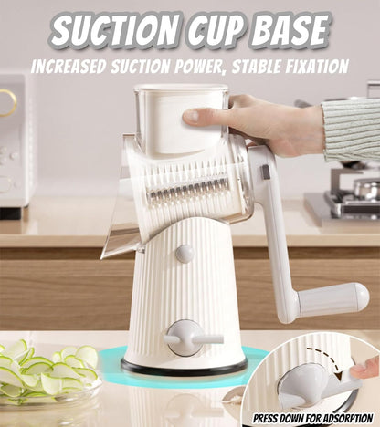 5 In 1 Rotary Cheese Grater Vegetable Slicer for Kitchen, Carrot Shredder Tool-Food Shredders with 5 Sets Interchangeable Blades And Strong Suction Base (Green)