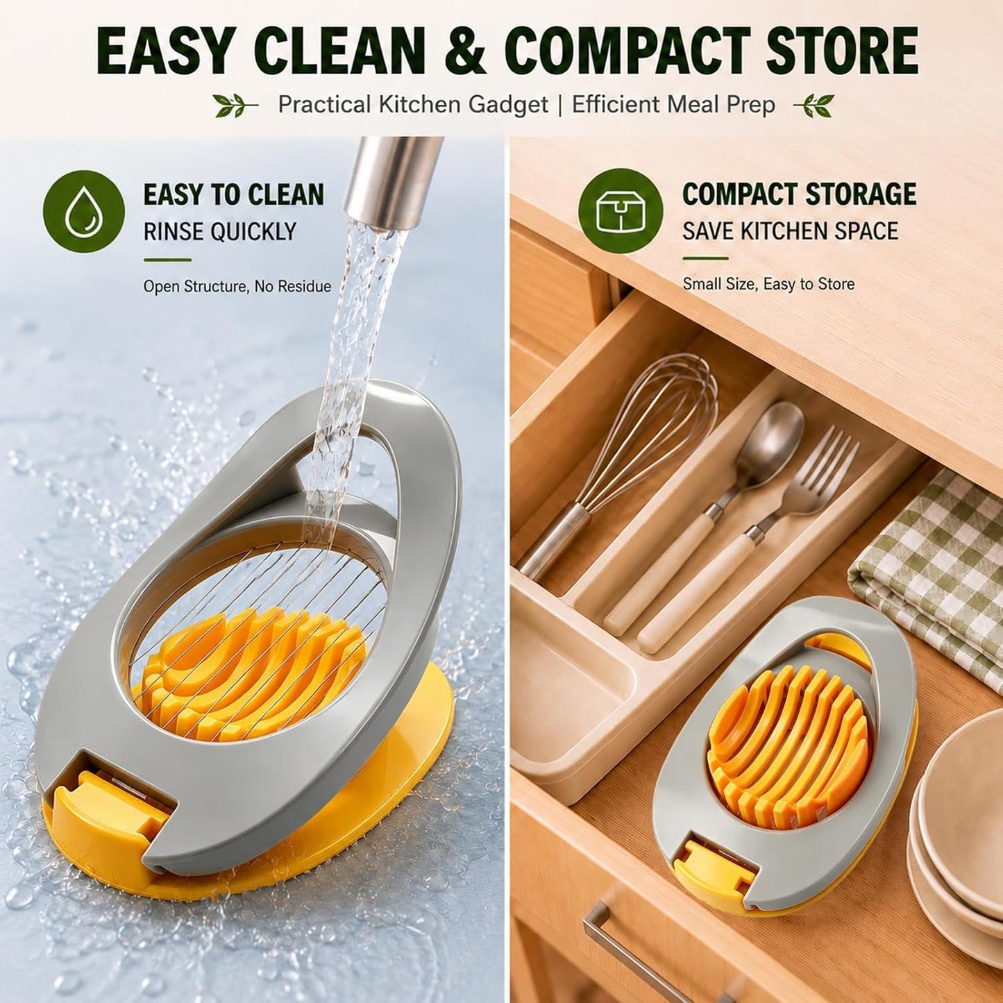 FANTEXY Egg Slicer for Hard Boiled Eggs with Stainless Steel Wires | Cuts Strawberry, Cuts Avocado, Cuts Grape, Cuts Soft Cheese, Easy to Clean and Convenient for Storage