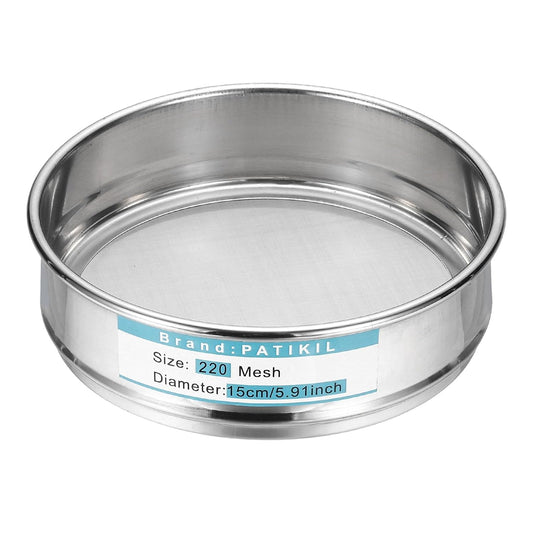 220 Mesh(0.0385mm) Lab Sieve, 5.9"(15cm) Diameter Sifting Screen 304 Stainless Steel Wire Cloth Fine Mesh Sieve for Industrial Laboratory Home Soil Sifter Dry Sift Screens Hash - Colors A