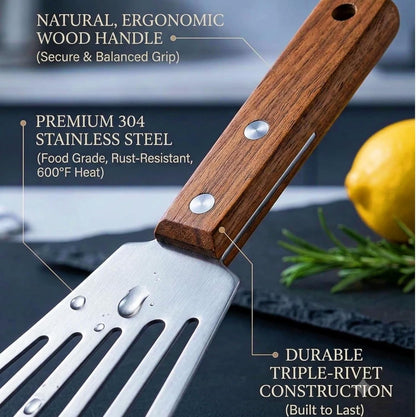 Fish Spatula Stainless Steel, Metal Slotted Spatula for Non-Stick Cookware Fish Flexible Spatulas Turner for Kitchen Cooking Barbecue Egg Grill
