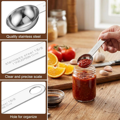 2PCS 15 ml Stainless Steel Teaspoon Measuring Spoons 3tsp Tablespoon Measurings Individual Measuring Scoop Single Teaspoons Metal Measurings Spoons Long Handle Spoon for Kitchen Home Tea Coffee