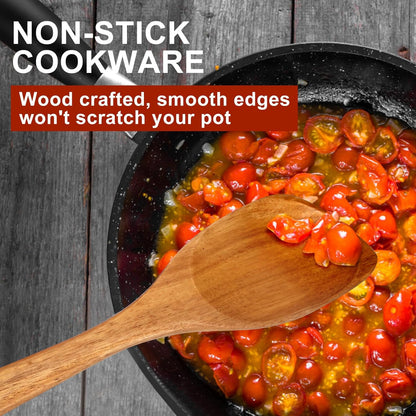 Wooden Spaghetti Spoon Server Pasta Fork Tongs Pasta Spoon Ladle with Teeth | 12.5 Inch Teak Wood Pasta Strainer Utensil Spaghetti Scoop Pasta Spatula Kitchen Tool Noodle Spoon Pasta Drainer Gifts
