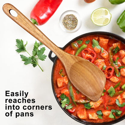 Wooden Spaghetti Spoon Server Pasta Fork Tongs Pasta Spoon Ladle with Teeth | 12.5 Inch Teak Wood Pasta Strainer Utensil Spaghetti Scoop Pasta Spatula Kitchen Tool Noodle Spoon Pasta Drainer Gifts