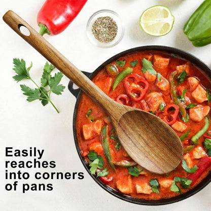 Wooden Spaghetti Spoon Server Pasta Fork Tongs Pasta Spoon Ladle with Teeth | 12.5 Inch Teak Wood Pasta Strainer Utensil Spaghetti Scoop Pasta Spatula Kitchen Tool Noodle Spoon Pasta Drainer Gifts