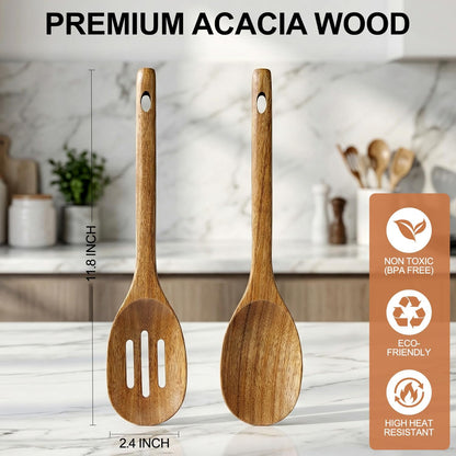 Wooden Spaghetti Spoon Server Pasta Fork Tongs Pasta Spoon Ladle with Teeth | 12.5 Inch Teak Wood Pasta Strainer Utensil Spaghetti Scoop Pasta Spatula Kitchen Tool Noodle Spoon Pasta Drainer Gifts