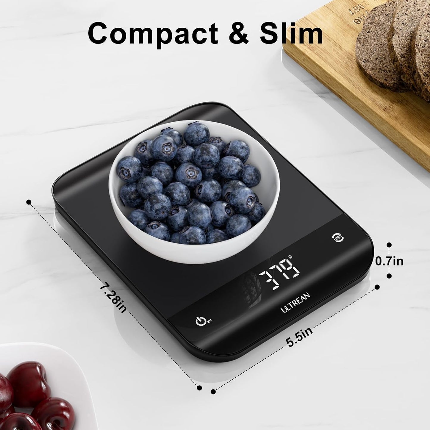 Food Scale, Digital Kitchen Scale with LED Display, Weight Grams and Ounces for Baking Cooking, 6 Units with Tare Function, 11lb (Batteries Included)