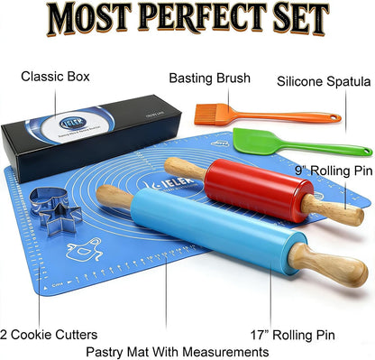 Non-stick Rolling Pin Wood Dough Roller Classic for Baking Cookie Pastry Pizza