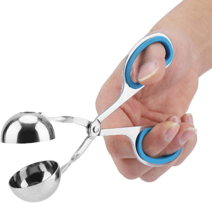 Meat Baller, Stainless Steel Meatball Scoop Maker Non-sticky Meatballs Rice Balls Clip Maker Kitchen Tool (blue)