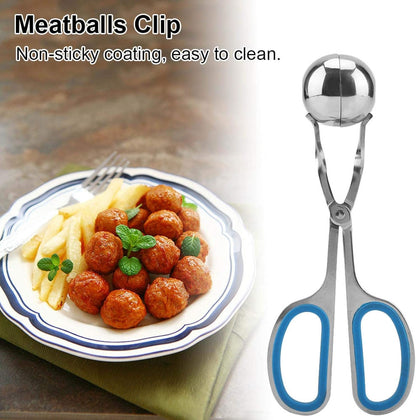 Meat Baller, Stainless Steel Meatball Scoop Maker Non-sticky Meatballs Rice Balls Clip Maker Kitchen Tool (blue)