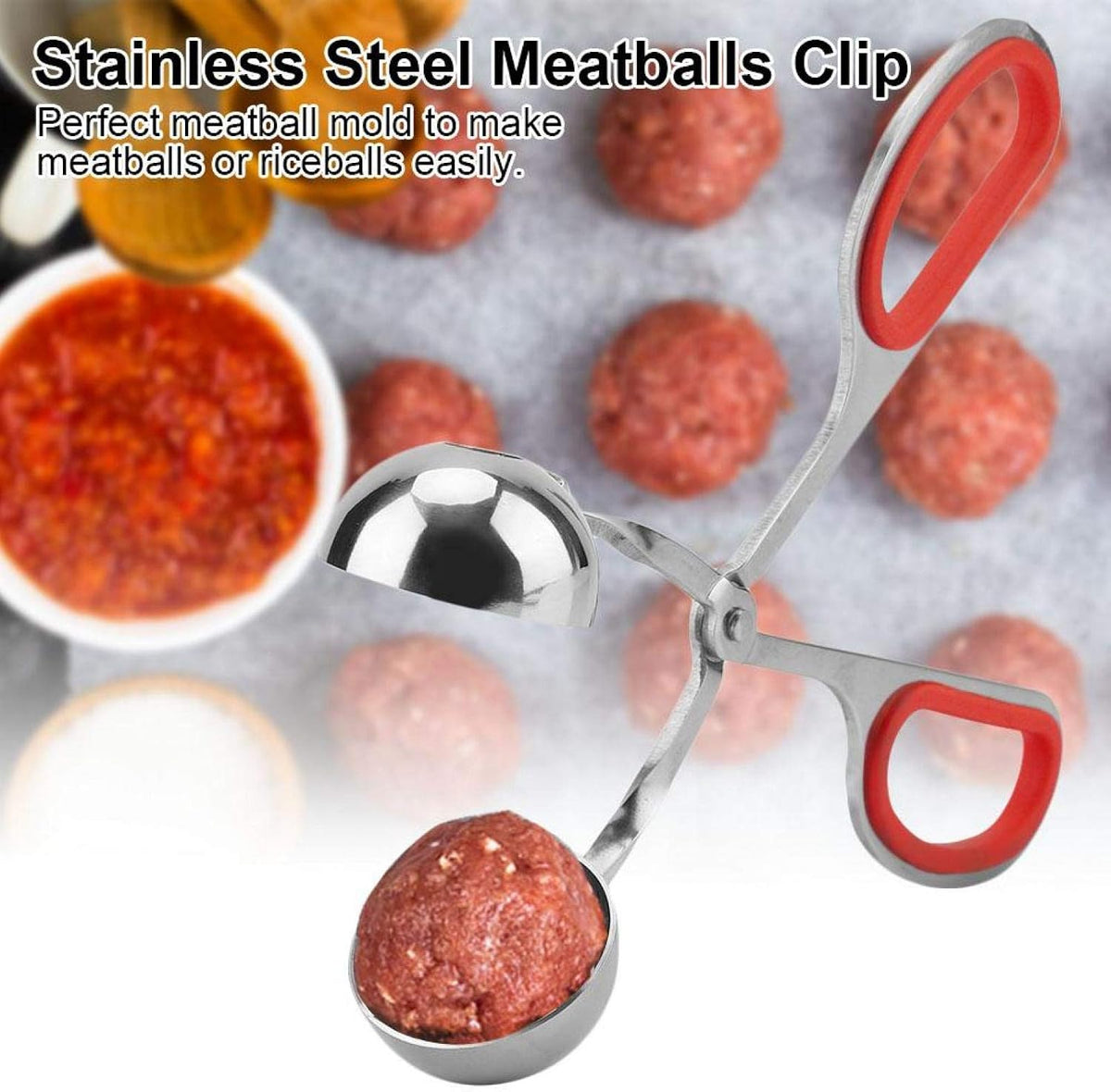 Meat Baller, Stainless Steel Meatball Scoop Maker Non-sticky Meatballs Rice Balls Clip Maker Kitchen Tool (blue)