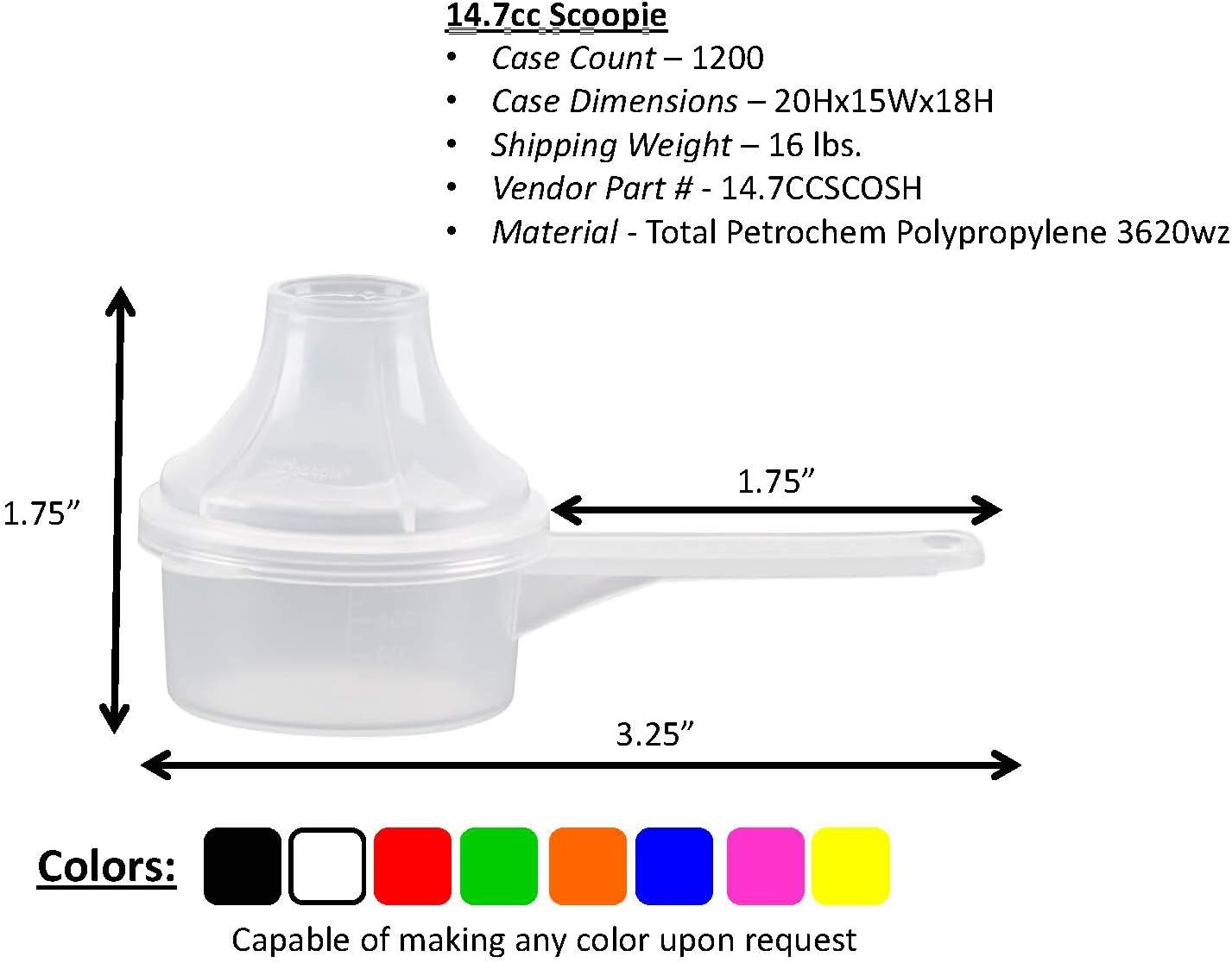 Measuring Scoop & Funnel - No Cap Open Spoon 1-Pack 15cc | Universal open design measuring spoon, Built-in funnel neck pour spout, Quick access cup for coffee powders and baking