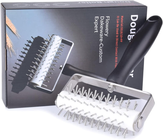 Pizza Dough Docker - Pastry Docker Roller with Stainless Steel Spikes for Homemade Baking Cake crackers Pie Hole Maker,Prevent Dough from Blistering,Commercial Kitchen Pizza Making Accessories