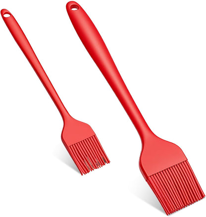 2 PCS Basting Brush, 2 Sizes Silicone Heat Resistant BBQ Brushes for Sauce Reusable Red Silicone Pastry Brush for Kitchen Cooking Sauce Butter BBQ Marinade Grill Supplies
