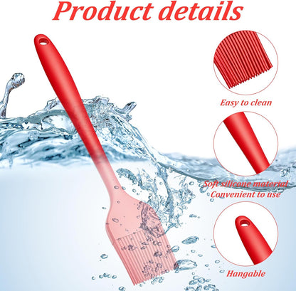2 PCS Basting Brush, 2 Sizes Silicone Heat Resistant BBQ Brushes for Sauce Reusable Red Silicone Pastry Brush for Kitchen Cooking Sauce Butter BBQ Marinade Grill Supplies