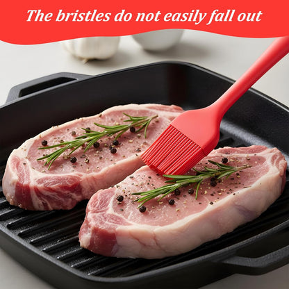 2 PCS Basting Brush, 2 Sizes Silicone Heat Resistant BBQ Brushes for Sauce Reusable Red Silicone Pastry Brush for Kitchen Cooking Sauce Butter BBQ Marinade Grill Supplies