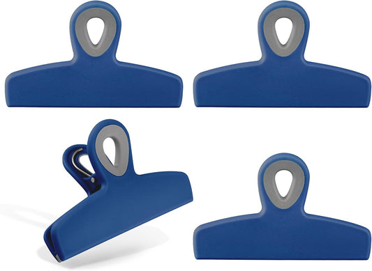 Bag Clips - Heavy Duty Chip Clip and Refrigerator Magnet for Food Storage with Air Tight Seal Grip, Bright Colors, Pack of 4 Large.