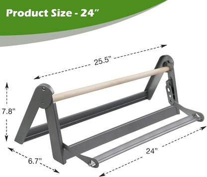 24in Wrapping Paper Roll Cutter - Holder Dispenser for Butcher Freezer Craft Paper Rolls with Updated Serrated Blade for Gift Wrap. Non-Slip Cutting Tool for Kitchen, Craft Room-Set on Tabletop