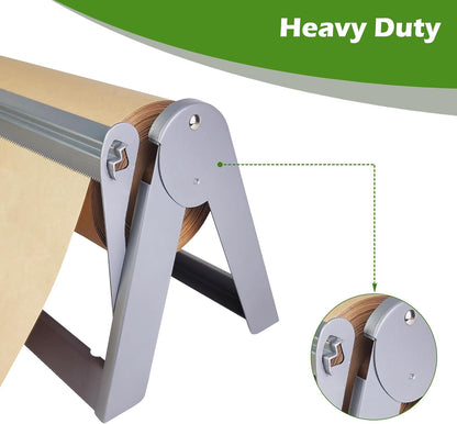 24in Wrapping Paper Roll Cutter - Holder Dispenser for Butcher Freezer Craft Paper Rolls with Updated Serrated Blade for Gift Wrap. Non-Slip Cutting Tool for Kitchen, Craft Room-Set on Tabletop