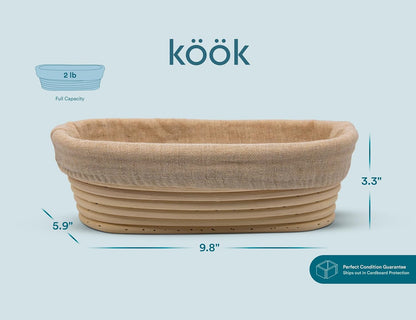 Banneton Bread Proofing Set, Artisan Sourdough Bread Making Kit with Round & Oval Rattan Baskets, Liners, Dough Scrapers, Scoring Lame + Blades, Brush & Dough Cover (Set of 2)