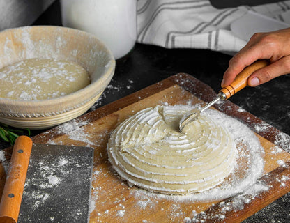 Banneton Bread Proofing Set, Artisan Sourdough Bread Making Kit with Round & Oval Rattan Baskets, Liners, Dough Scrapers, Scoring Lame + Blades, Brush & Dough Cover (Set of 2)